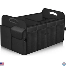 Large Waterproof Car Trunk Organizer, 72L Capacity, 11 Pockets, Collapsible