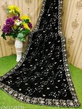 Black Heavy Embroidery Velvet Dupatta For Bride And Women 2. Mtr