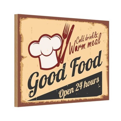 Holzschild 20x30 cm Cold drinks and warm meal Essen Trinken Deko Geschenk Holz S