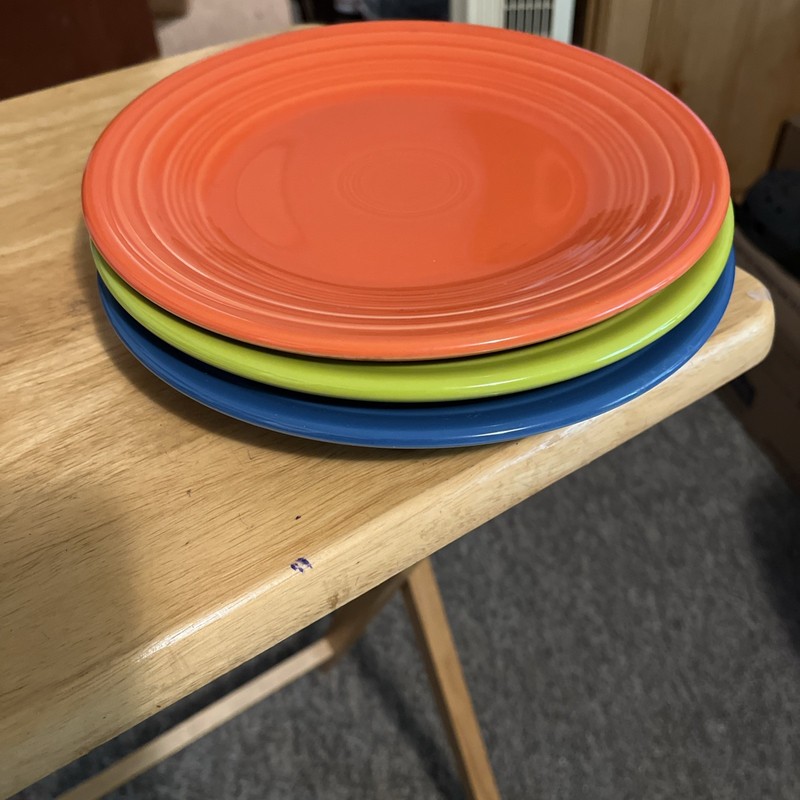Fiesta Ware By Homer Laughlin Mixed Color Lot Of 3 Luncheon/Bistro Plates 9”