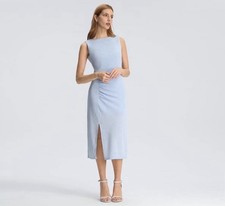 Women Ruched Midi Sheath Dress - A New Day Light Blue S