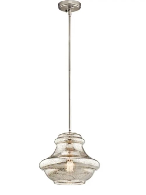 Lámpara de níquel cepillado Kichler 42167 pantalla de vidrio de mercurio Foto 2 de 4