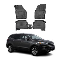 Omac Gummimatten FußMatten FüR Ford Kuga 2012-2019 RHD TPE Automatten Schwarz 4X