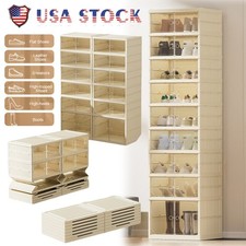 9-Tier Foldable Shoe Rack, Plastic Shoe Shelf, Collapsible Shoes Storage Box USA