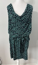Banana Republic Womens Print Jersey Dress Size Large Sleeveless Elastic Tie