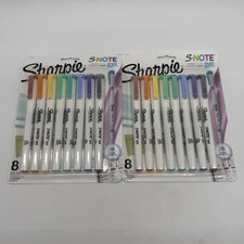 Lot of 2 Sharpie S-Note Duo Dual-Ended Creative marker 8/Pkg-Assorted Colors