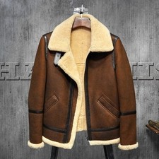 Giacca Pelle Uomo B3 Aviator Shearling Marrone Pelle di Pecora Qualità Premium