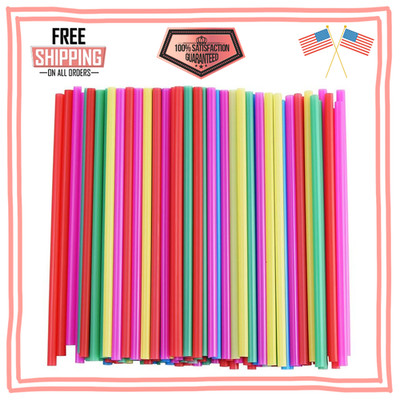 ALINK 100PCS 8mm Wide Smoothie Straws Assorted Bright Colors