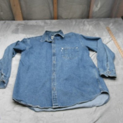 Levis Silver Tab Denim Shirt Jacket Mens Medium Blue Denim Oversized Button VTG
