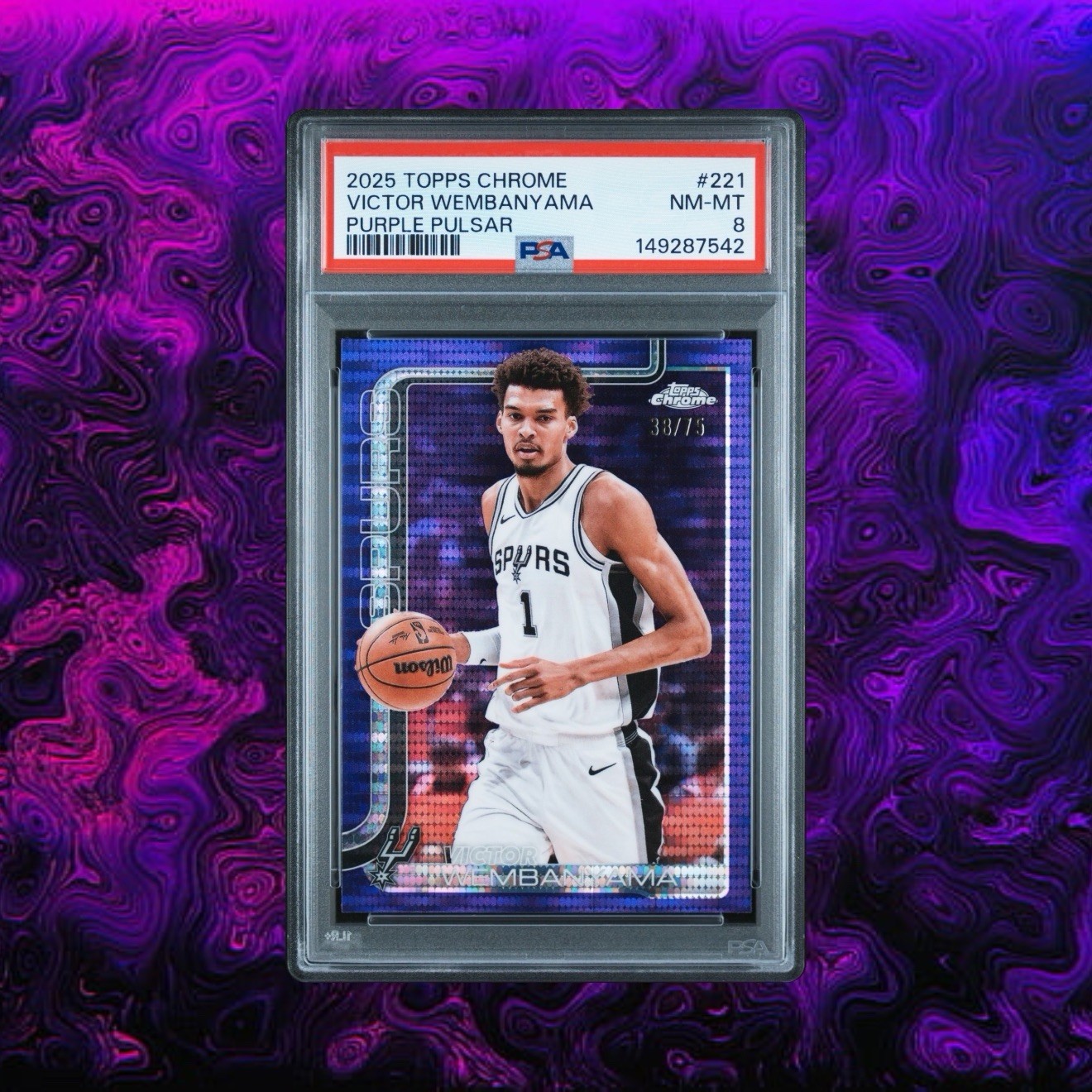 Victor Wembanyama 2025 Topps Chrome #221 Purple Pulsar Refractor