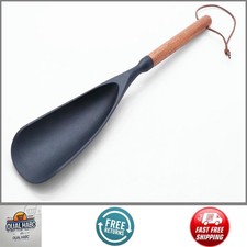Silicone Cooking Spoon Spatula Nonstick Safe BPA Free with Wood Handle Matte Blk
