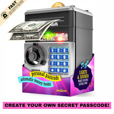 Electronic Piggy Bank for Kids ATM Safe w Code Money Saving Toy Box Gift Kids Go