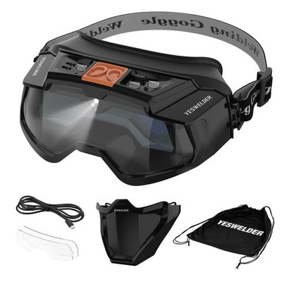 Auto Darkening Welding Goggles with LED Light & Type-C Charging, 4 Arc Sensors