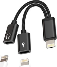 Iphone Headphone Adapter 2 in 1 Dual Lightning Jack Adaptador Audio Black