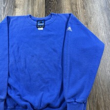 Vintage Adidas Sweatshirt Mens L Blue Embroidered Team Logo Pullover Sweater 90s
