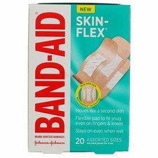 4 Pack Band-Aid Skin-Flex Adhesive Bandages, Assorted Sizes, 20 Ct