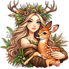 30 Custom Nature Girl With Deer Personalized Address Labels