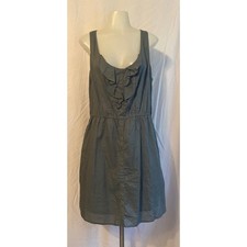 Xhilaration Gray 100% Cotton Sleeveless Ruffle Faux Button Front Dress