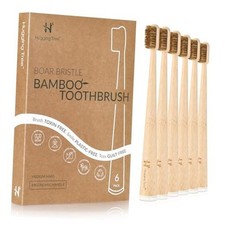 Bamboo Toothbrush - Natural Boar Hair Bristles - Plastic