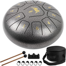 Steel Tongue Drum, AKLOT 10 Inch 11 Notes Tank Drum C Key Percussion Steel Drum