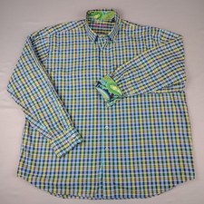 Alan Flusser Men s XL Flip Cuff Shirt Multicolor Check Paisley 100 Cotton L/S