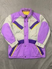 Giacca da sci vintage anni 90 Bailo Gore-Tex viola grigio colorblock zip bidirezionale L XL