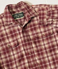 FIELD STREAM - Men's Red Plaid Heavyweight Thick Flannel Shirt - Medium