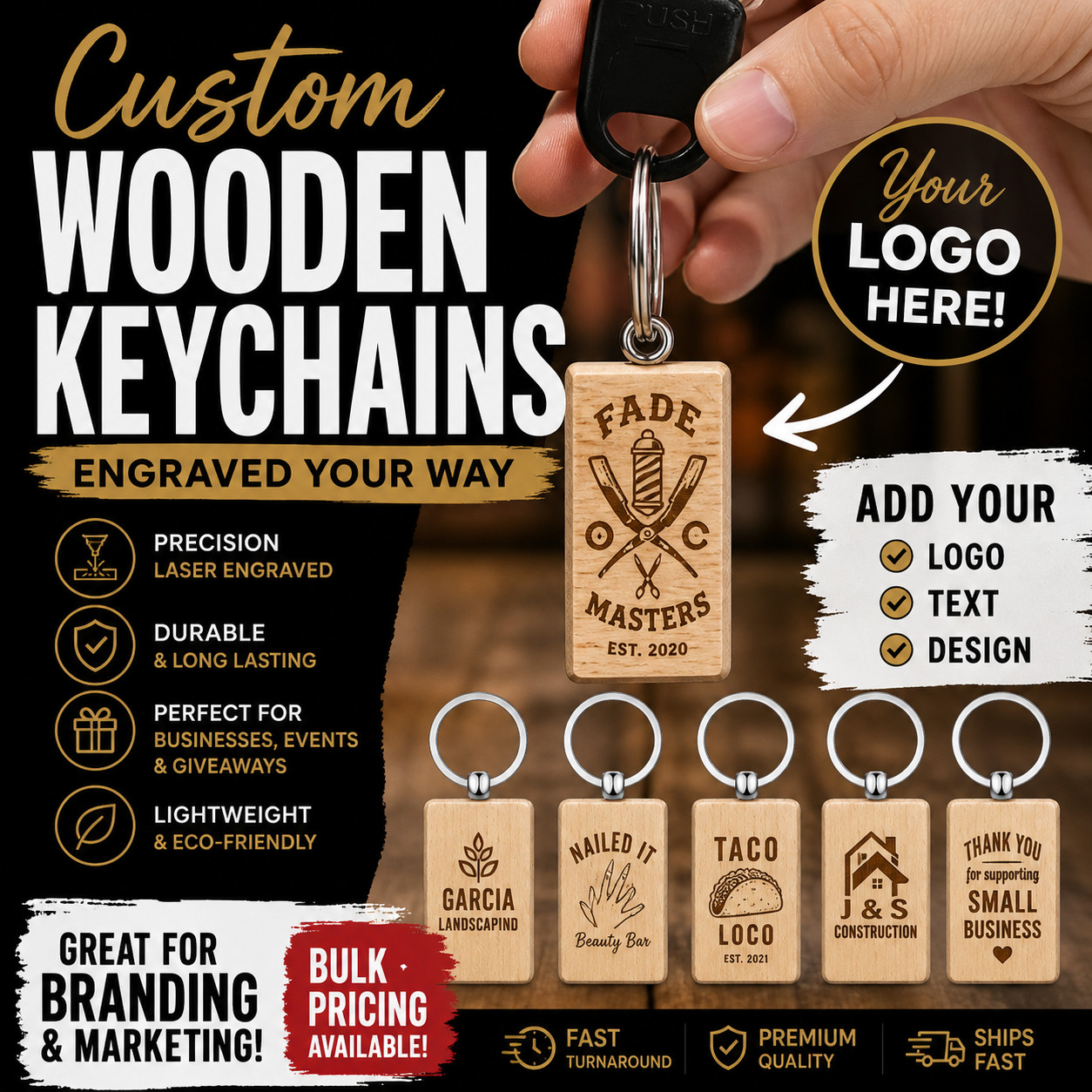 Custom Photo Keychain Engraved Wood – Personalized Picture Bulk w/ Your Imag image 2