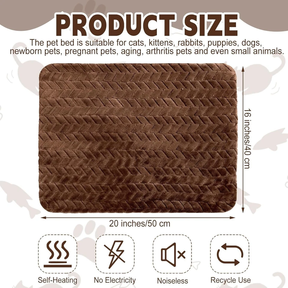 Self Heating Pet Mat 16x20 Inch Non Slip Washable Dog Cat Bed Indoor Outdoor - Image 4 of 4