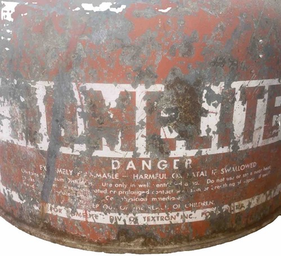 #ad Vtg. Red Homelite Chainsaw Gas Can Metal Fuel Jug 2.5G Antique Old Farmers Mixin $38.50