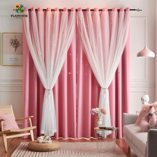 Star Blackout Curtains - 2 Panel Set, 84 Inches Long, Pink, Nursery  Girls' Roo