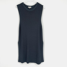 Wilfred Knit Tunic Womens L Blue Sleeveless Tank Side Slit Lagenlook Classic