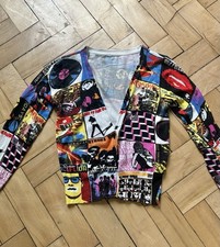 Rare Miss Sixty Multicolour Rolling Stones Graphic V-Neck Button Cardigan M