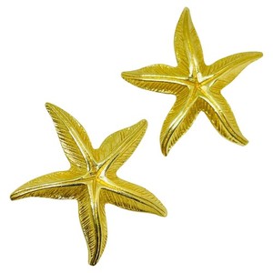 Authentic CHRISTIAN DIOR signed gold plated starfish designer pierced earrings