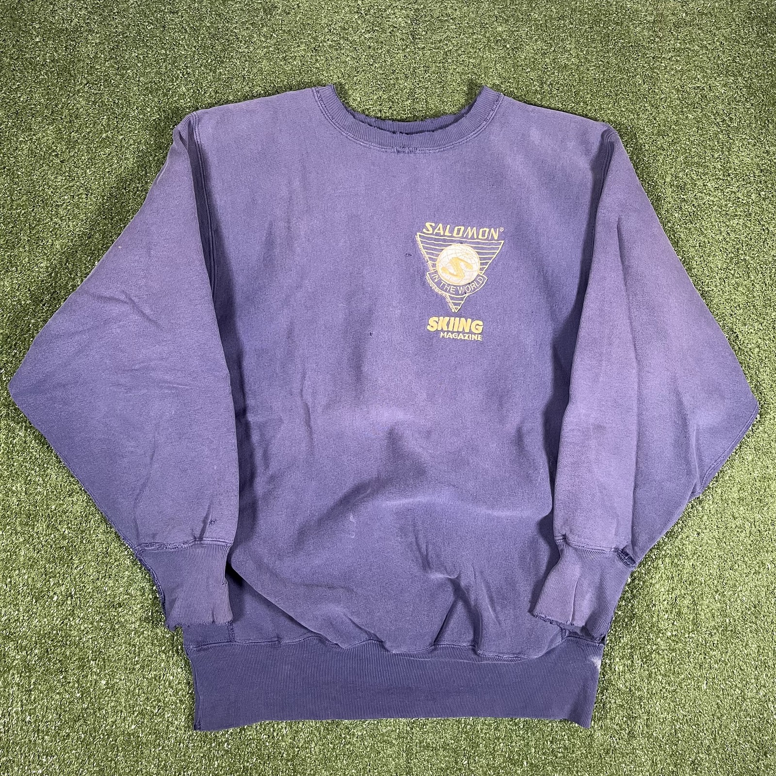 Felpa vintage Salomon campione di sci tessuto inverso XL USA 90s