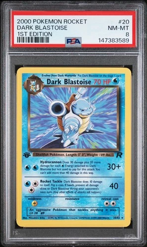 2000 POKEMON ROCKET 1ST EDITION #20 DARK BLASTOISE PSA 8