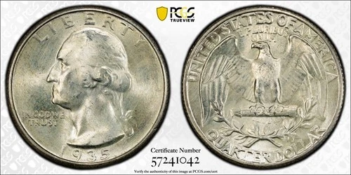 PCGS MS67 1935 Washington Quarter