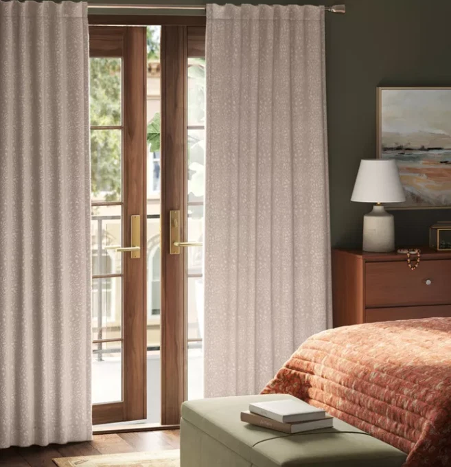 Threshold Blackout Embossed Velvet Curtain Panel Brown 50" W x 63" L - Image 2 of 4