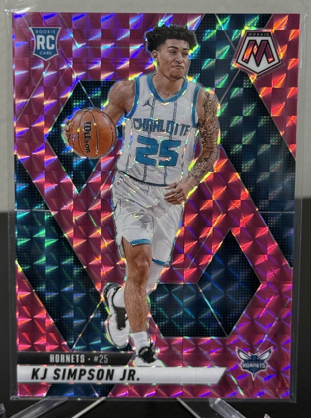 2024-25 Panini Mosaic Pink KJ Simpson Jr. Rookie /175 Charlotte Hornets #239