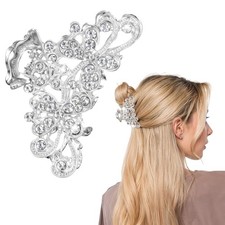 Elegant Rhinestone Hair Claw Clip for Women   Sparkling Silver Alloy Jaw Clip,