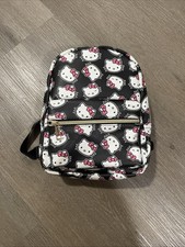 Sanrio Hello Kitty Mini Backpack 10" Black/White Faux Leather Girls Kids
