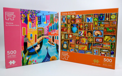 Eckteil 2x Puzzle Venedig & Odds & Ends 500 Teile Puzzle Konvolut - komplett