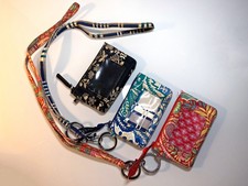 Vera Bradley Zip ID Case Set of 3 with 2 Matching Lanyards Used Collectible