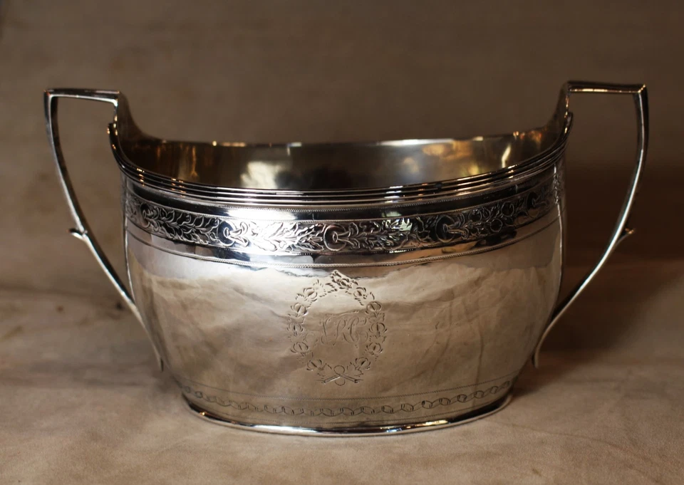 Moneda Federal Americana Grabada Grande Forma Navette Plata Cuenca de Azúcar c. 1815 Foto 2 de 4