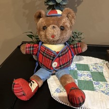 Vintage 1977 Dakin Buttons Teddy Bear Plush Learn To Dress 15" Stuffed Toy