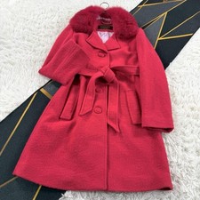 BALMAIN Real Fox Fur Coat Red 99cm Length Size M Soft Luxury AA477