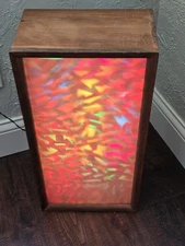 VTG Blinking Christmas Lights Rustic Wood Box Decoration HANDMADE