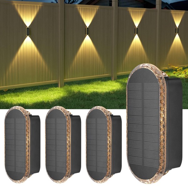 Solar Wandleuchten AußEn Up Down LED Wasserdicht IP65 Garten Terrasse 4 StüCk-image