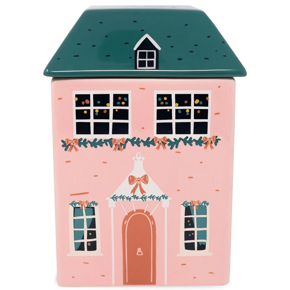 Tarro de galletas de cerámica Steel Mill & Co de 7" de alto, diseño de casa de Navidad, vacaciones... Foto 2 de 4