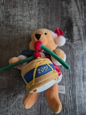 Disney Store Winnie the Pooh Santa Christmas Bean Bag Plush Drummer 2001 8"